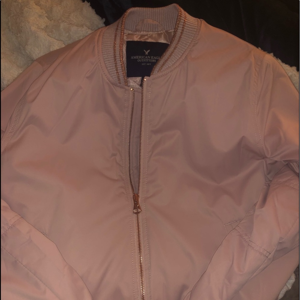 Pink bomber jacket from American Eagle